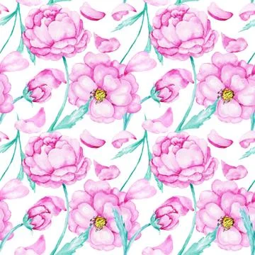 Watercolor pattern with wild roses Stock Illustration