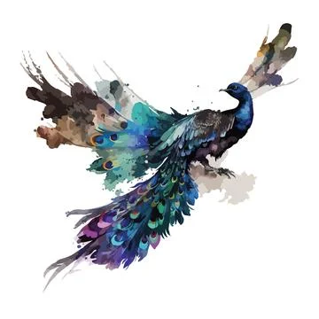 Watercolor Peacock Vector 2 Illustrazione stock