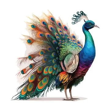 Watercolor Peacock Vector 5 Illustrazione stock