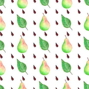 Watercolor pears seamless pattern. Hand drawn pattern. Abstract background Stock Illustration