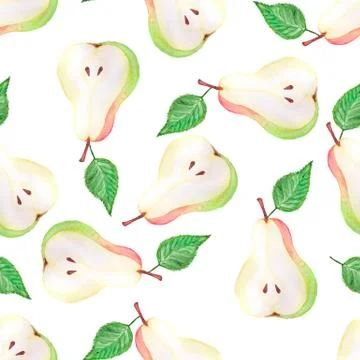Watercolor pears seamless pattern. Hand drawn pattern. Abstract background Stock Illustration