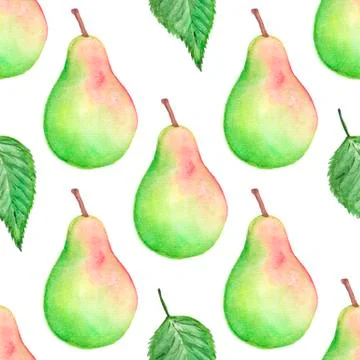 Watercolor pears seamless pattern. Hand drawn pattern. Abstract background Stock Illustration