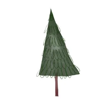 Watercolor Pine Tree Illustration イラスト素材