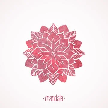 Watercolor pink lace pattern. Vector element. Mandala Stock Illustration