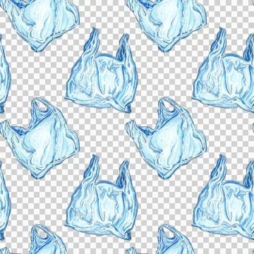 Watercolor plastic bag pattern Illustrazione stock
