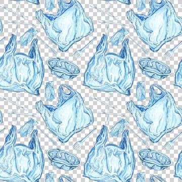 Watercolor plastic waste pattern Illustrazione stock