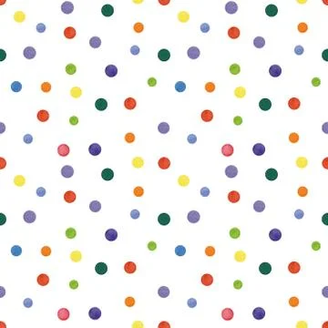 Watercolor polka dots seamless pattern. Stock Illustration