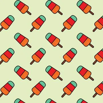 Watercolor popsicle seamless pattern vector illustration Stock Illustration