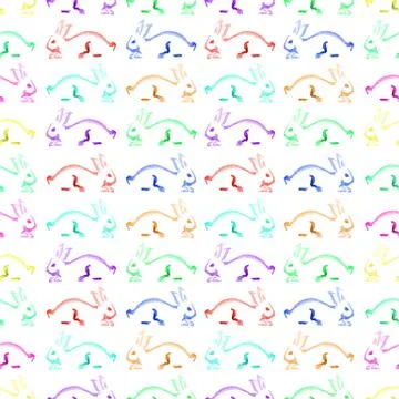 Watercolor rabbit pattern Stock Illustration