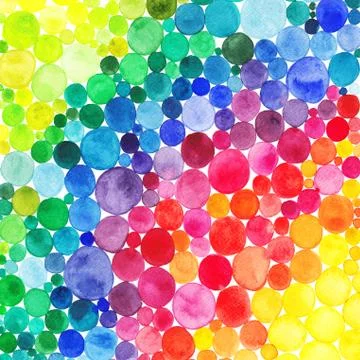 Watercolor Rainbow circles seamless pattern. Vitamin concept Stock Illustration