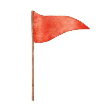 Watercolor red flag triangular shape. Hand drawn graphic drawing Stock Photos