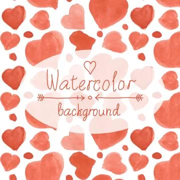 Watercolor red hearts pattern Stock Illustration