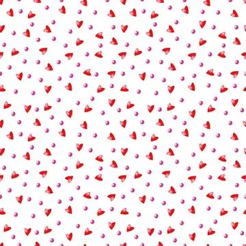 Watercolor red hearts seamless pattern. Background for valentine's day. Tex.. Illustrazione stock