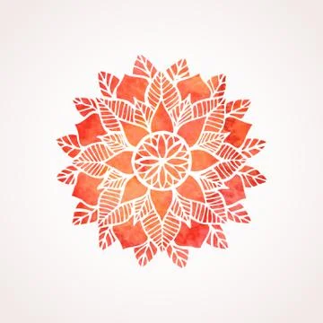 Watercolor red lace pattern. Vector element. Mandala Stock Illustration