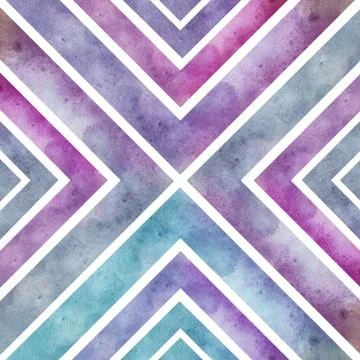 Watercolor retro seamless pattern with squares, abstract hand drawn backdrop, Stock Illustration