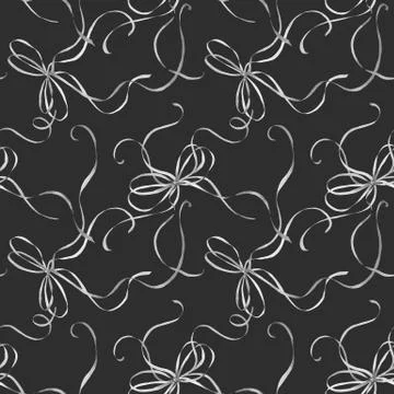 Watercolor ribbon bow pattern Stock Illustration