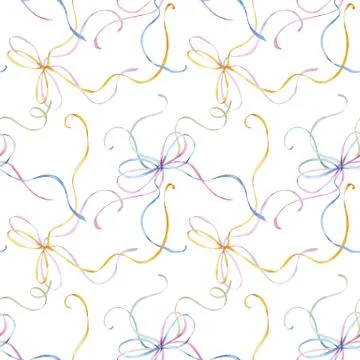Watercolor ribbon bow pattern Stock Illustration