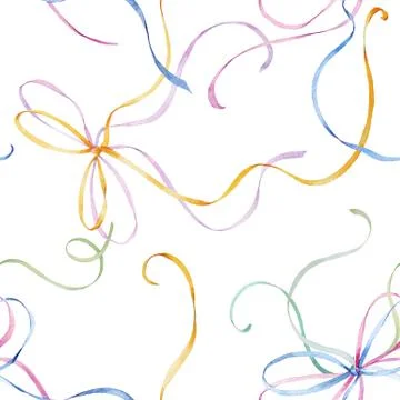 Watercolor ribbon bow pattern Stock Photos