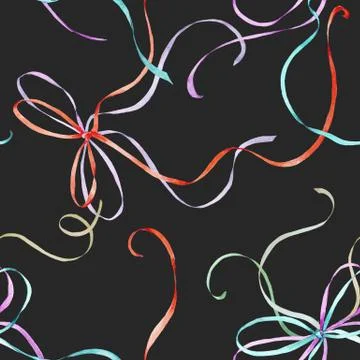 Watercolor ribbon bow pattern Stock Photos