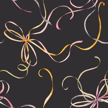 Watercolor ribbon bow pattern Stock Photos