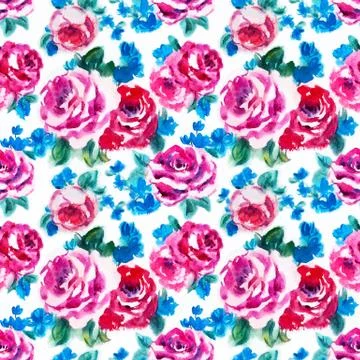 Watercolor rose pattern Stock Illustration
