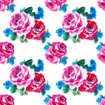 Watercolor rose pattern Stock Illustration
