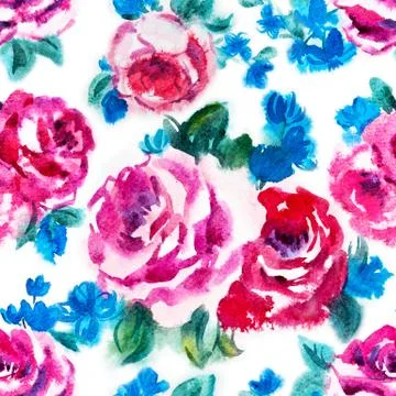 Watercolor rose pattern Stockillustratie