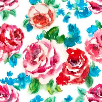 Watercolor rose pattern Illustrazione stock