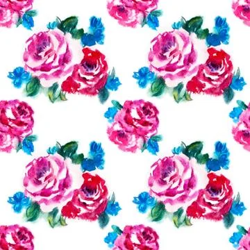 Watercolor rose pattern Stock Illustration