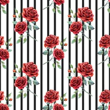 Watercolor rose pattern Stock Illustration