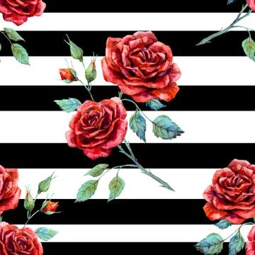 Watercolor rose pattern Stock Illustration