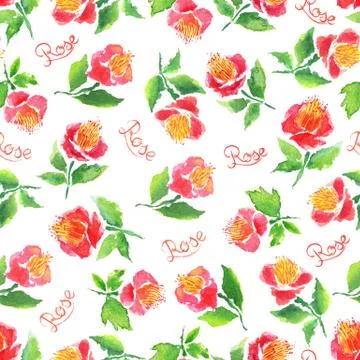 Watercolor rose pattern 스톡 일러스트
