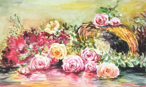 Watercolor of roses Stock Illustration