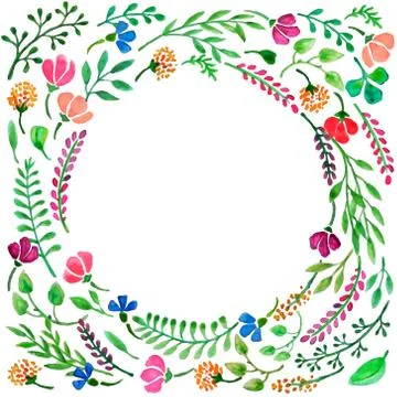 Watercolor round frame Stock Illustration