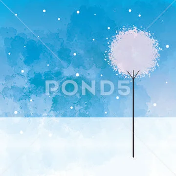 Watercolor Round Tree - vector illustration Stock Illustration