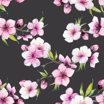 Watercolor sakura pattern Stock Illustration
