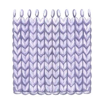 Watercolor of sample repeat knitting pattern, knitted loops purple. Template Stock Illustration
