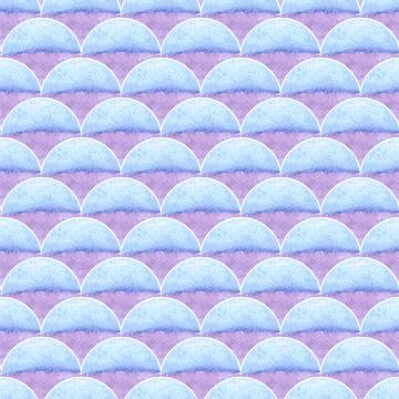 Watercolor scale wavy seamless pattern. Handmade textured background for textile Stock Illustration