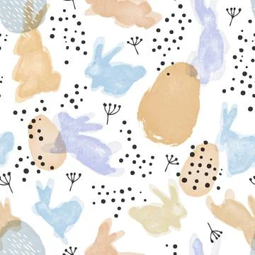 Watercolor scandinavian easter seamless pattern 스톡 일러스트
