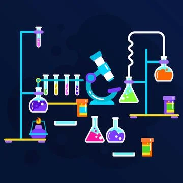 Watercolor science lab objects Illustrazione stock