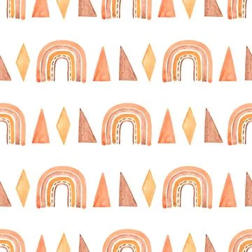 Watercolor seamless abstract pattern, hand painted Boho Rainbow Pattern, Ge.. Illustrazione stock