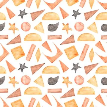 Watercolor seamless abstract pattern, hand painted Boho Pattern, Geometric .. Illustrazione stock