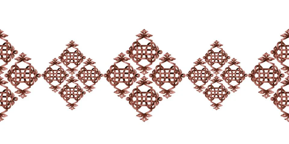 Watercolor seamless border with Celtic elements 스톡 일러스트