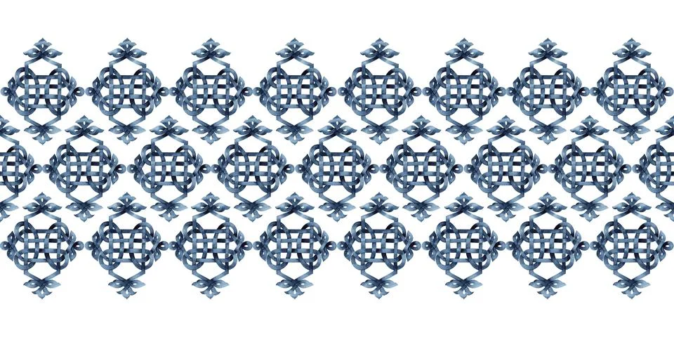 Watercolor seamless border with Celtic elements Stock Illustration