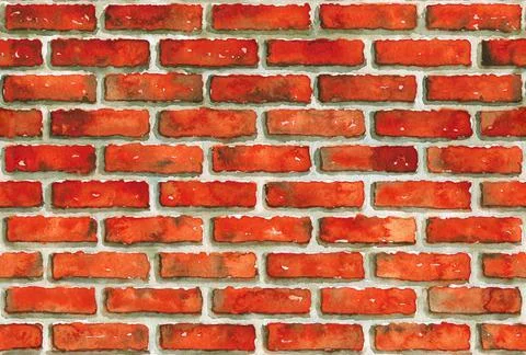 Watercolor seamless brick wall pattern. Hand painted background 스톡 일러스트