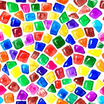 Watercolor seamless bright mosaic pattern. Stock Illustration