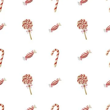 Watercolor Seamless Candy Pattern Stock Illustration