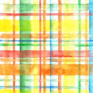 Watercolor seamless checkered pattern. Hand painted background pattern Stock Illustration
