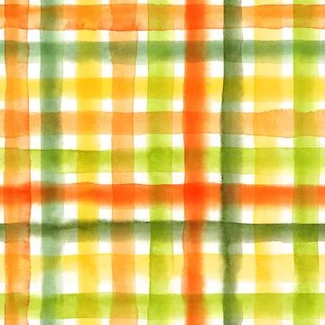 Watercolor seamless checkered pattern. Hand painted repeat plaid background. Stock Illustration