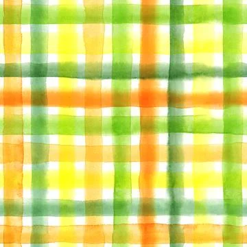 Watercolor seamless checkered pattern. Hand painted repeat plaid background. Stock Illustration